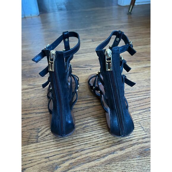 TORY BURCH Black Leather Gladiator Strap Sandals Shoes   Women's Size 7.5 - Picture 5 of 7